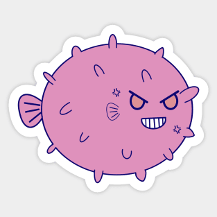 Kawaii Cute Menacing Pufferfish, Pufferfish Lover Sticker